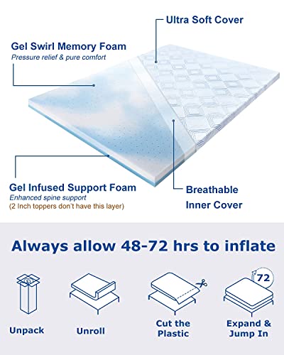 BedStory 2 Inch King Size Memory Foam Mattress Topper, Ventilated Bed Topper with Removable Cover, Soft Foam Mattress Topper, CertiPUR-US Certified