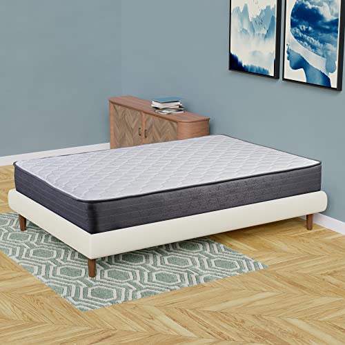 Treaton Twin 9 Inch Hybrid Mattress in a Box for Medium Firm Support, Motion Isolation and Pressure Relief, Black