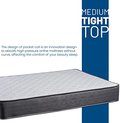 Treaton Twin 9 Inch Hybrid Mattress in a Box for Medium Firm Support, Motion Isolation and Pressure Relief, Black