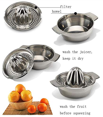 Stainless Steel Lemon Squeezer,Juicer with Bowl Container for Oranges Lemons Fruit Home Made Juice in Kitchen