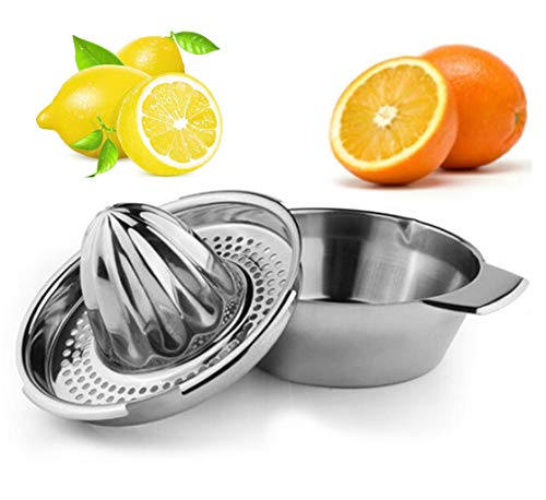 Stainless Steel Lemon Squeezer,Juicer with Bowl Container for Oranges Lemons Fruit Home Made Juice in Kitchen