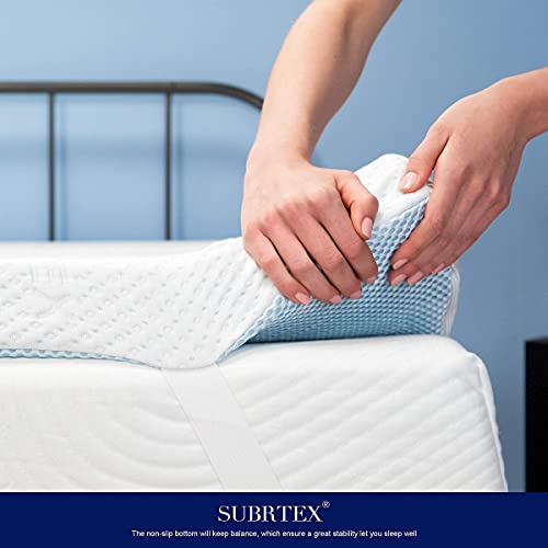 subrtex 2 Inch Bed Mattress Topper and Removable Bamboo Cover Bundle (CK)