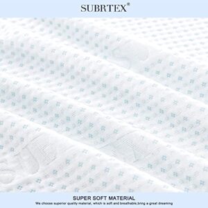 subrtex 2 Inch Bed Mattress Topper and Removable Bamboo Cover Bundle (CK)