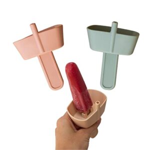mango co. silicone popsicle holder with straw drip free 2 pack (sage green and muted coral)