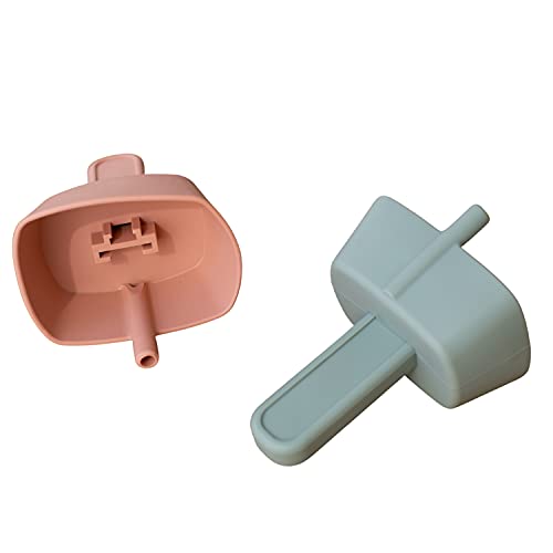 Mango Co. Silicone Popsicle Holder with Straw Drip Free 2 Pack (Sage Green and Muted Coral)