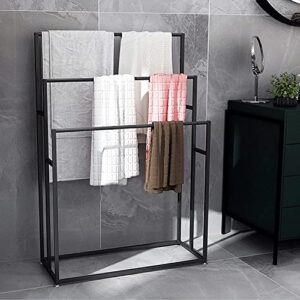 Large Size Standing Towel Racks for Bathroom, Freestanding 3 Tiers Modern Blanket Rack for Living Room, Metal Towel Ladder