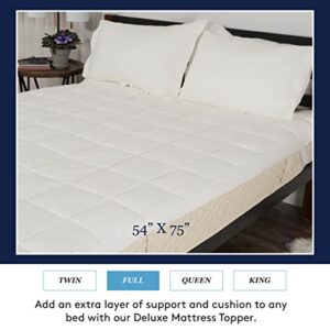 AmeriDown Deluxe Down Alternative Mattress Topper with Corner Elastic Band Attachments, Full Size Bed, White