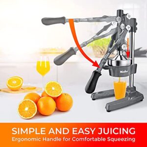 Mueller Citrus Juicer - Professional Manual Juice Press and Orange Juicer - Premium Quality Heavy Duty Grapefruit Juicer and Lemon Squeezer - Metal Orange Juice Squeezer - Light Gray