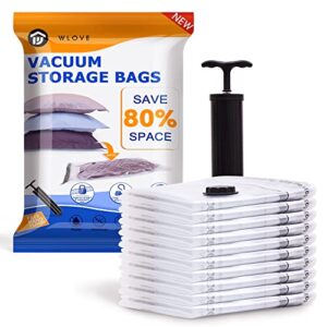 10 Pack Vacuum Storage Bags, Space Saver Bags (10 Medium) Compression Storage Bags for Comforters, Pillows, Blankets, Clothes with Hand Pump - 10 Medium