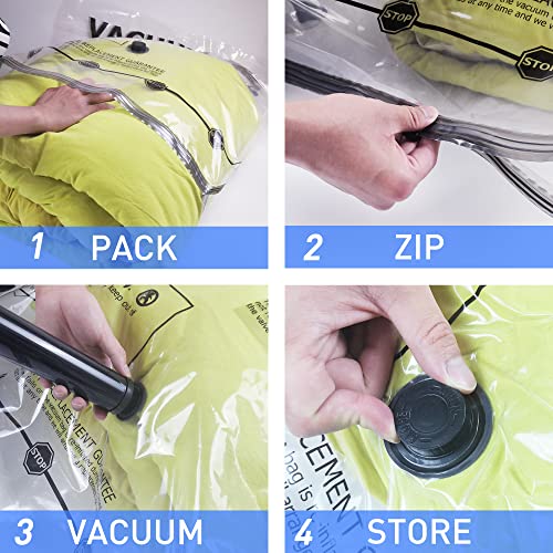 10 Pack Vacuum Storage Bags, Space Saver Bags (10 Medium) Compression Storage Bags for Comforters, Pillows, Blankets, Clothes with Hand Pump - 10 Medium