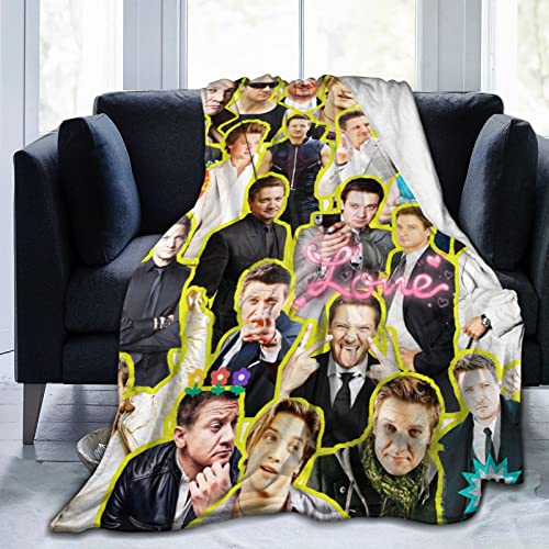 Blanket Jeremy Renner Soft and Comfortable Warm Fleece Blanket for Sofa, Office Bed car Camp Couch Cozy Plush Throw Blankets Beach Blankets