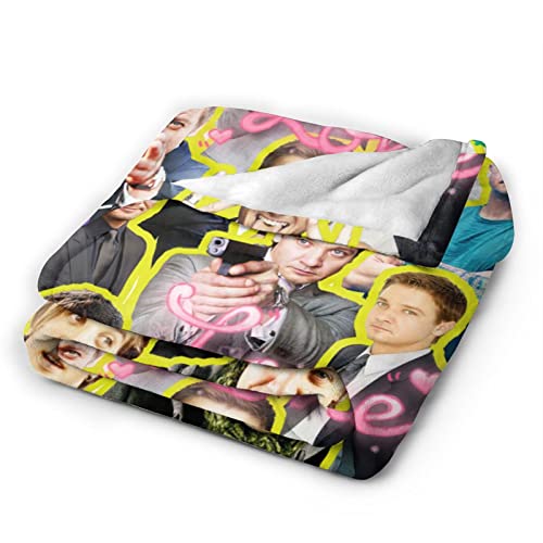 Blanket Jeremy Renner Soft and Comfortable Warm Fleece Blanket for Sofa, Office Bed car Camp Couch Cozy Plush Throw Blankets Beach Blankets