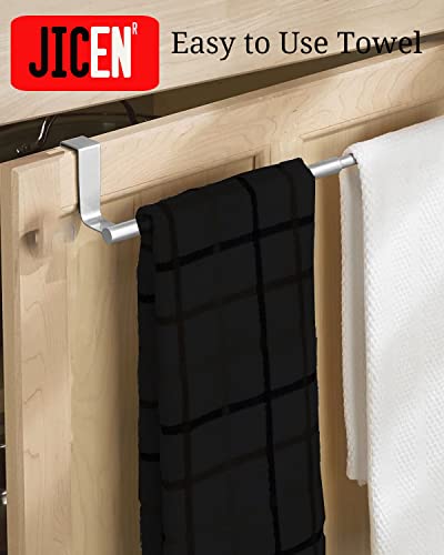 Over The Door Towel Rack, Expands to 14" Wide Kitchen Towel Rack + 1 Paper Towel Rack That Swivels 360°, Suitable for Kitchen, Bathroom, Etc.