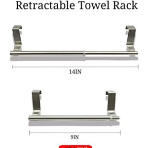 Over The Door Towel Rack, Expands to 14" Wide Kitchen Towel Rack + 1 Paper Towel Rack That Swivels 360°, Suitable for Kitchen, Bathroom, Etc.