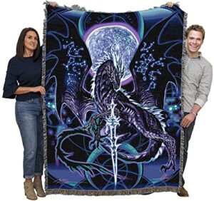 pure country weavers night blade dragon blanket by ruth thompson - gift dragon fantasy tapestry throw woven from cotton - made in the usa (72x54)
