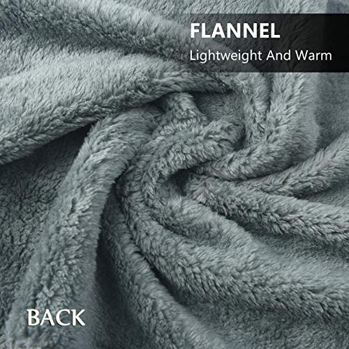 forestfish Flannel Wearable Blanket with Pockets, Cozy Soft Plaid Throws Blanket for Lap Bed Sofa Office Airplane Travel (Blue-White, 63“x19.7”)