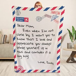 personalized mom blanket - letter to w/ your own finish gifts from daughter, son long distance for 40x60 d1, large - 40'' x 60''