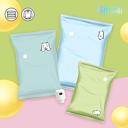 GinCai Vacuum storage bags (2 small, 2 medium, 2 large), which can save 80% of clothing storage space, pillows, quilts, blankets storage bags, and free electric pumps.