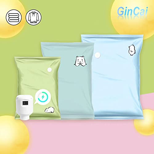 GinCai Vacuum storage bags (2 small, 2 medium, 2 large), which can save 80% of clothing storage space, pillows, quilts, blankets storage bags, and free electric pumps.