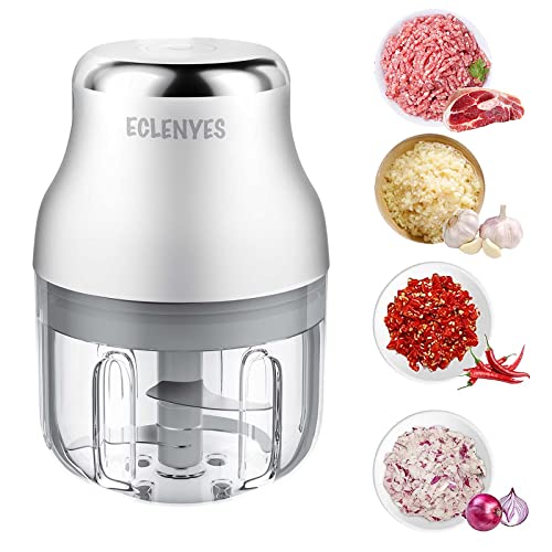 Electric Garlic Chopper, 250ML Mini Portable Veggie Chopper, Garlic Grinder Masher Onion Chopper, Blender to Vegetable, Wireless Food Processor for Ginger, Chili, Fruit, Meat, etc