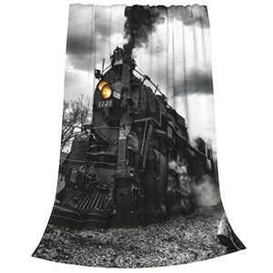 Steam Train Blankets Kids Adults Soft Flannel Fleece Throw Blanket for Sofa Couch Bed Gift