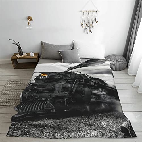 Steam Train Blankets Kids Adults Soft Flannel Fleece Throw Blanket for Sofa Couch Bed Gift