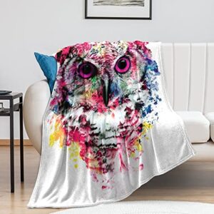 owl blanket, soft fluffy flannel plush throw blanket , cozy blankets for bed, couch, sofa, travel and outdoor 60"x50" inches