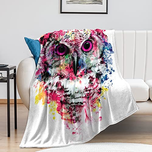 Owl Blanket, Soft Fluffy Flannel Plush Throw Blanket , Cozy Blankets for Bed, Couch, Sofa, Travel and Outdoor 60"X50" Inches