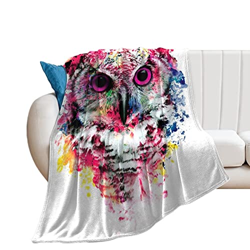 Owl Blanket, Soft Fluffy Flannel Plush Throw Blanket , Cozy Blankets for Bed, Couch, Sofa, Travel and Outdoor 60"X50" Inches