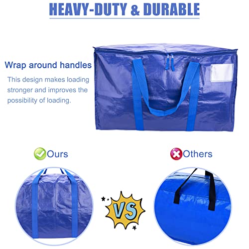 4 Pack Extra Large Moving Bags Heavy Duty Extra Large Storage Bags with Zippers Storage Totes for Space Saving Moving Storage