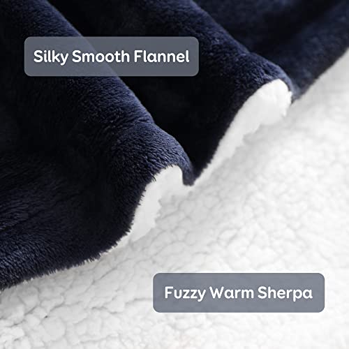 Pawque Blanket Hoodie, Oversized Wearable Blanket for Adults Women & Men, Cozy Warm Sherpa Sweatshirt with Sleeves and Giant Pocket, Super Soft Blanket Hoodie, One Big Size Fits All, Navy Blue