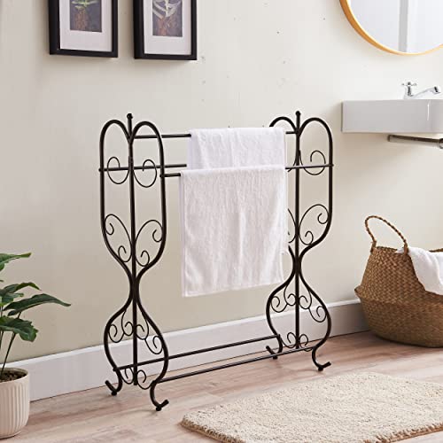 Kings Brand Furniture - Fannin Free Standing 3 Tier Metal Towel Rack Stand, Pewter