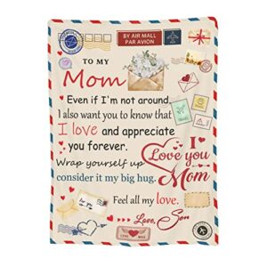 gifts blanket for mom from son, to my mom throw blanket, air mail letter blanket love positive encourage printed throw blanket for thanksgiving birthday mother day's, 40"x50"