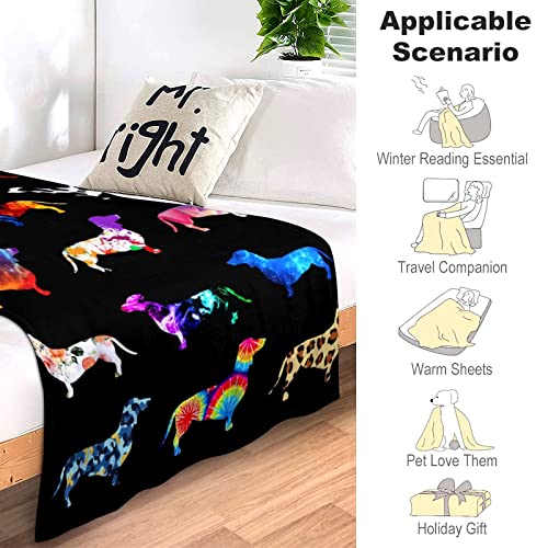 Dachshund Throw Blanket Bedding Super Soft Warm Flannel Blankets for Kids Adults Bedroom Living Room Sofa 50"x60"