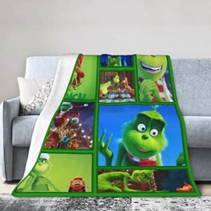 green monster throw blankets warm soft blankets for sofa, bed, couch, sofa, travel and outdoor, camping 50x60 inch