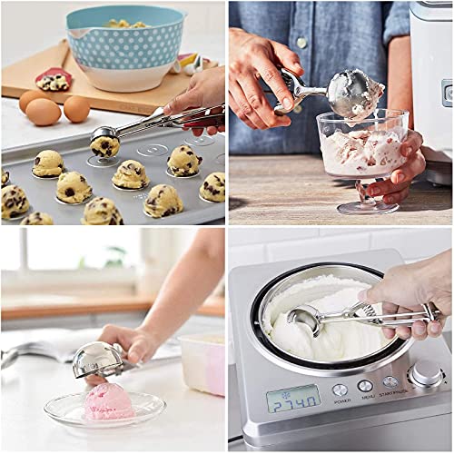 Ice Cream Scoop, 3Pcs Cookie Scoop Set, Stainless Steel Ice Cream Scooper with Trigger Release, Large/Medium/Small Cookie Scooper for Baking, Cookie Scoops for Baking Set of 3 with Cookie Dough Scoop…