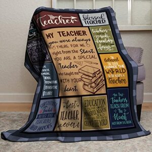 Muxuten Teacher Appreciation Gifts Blanket 60"x50", Teacher Gifts for Women, Best Gifts for Teachers, Teacher Birthday Gifts,Thank You Gift for Music/Math/Teacher,Retirement Teacher Gifts,Teachers Day