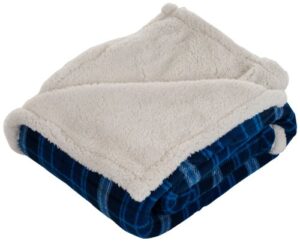 lavish home (blue reversible plaid fleece 50 x 60-inch machine-washable sherpa throw – cozy blanket for couch, chair, or bed, 50" x 60"