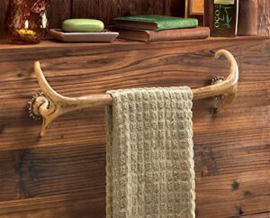 deer antler hunting lodge cabin rustic decor bathroom bath towel bar rack hook
