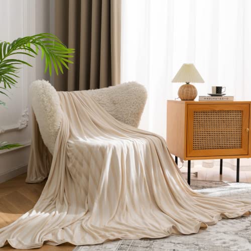 Auemtyn Cooling Blankets for Hot Sleepers,Throw Blanket with Double Side Enhanced Cooling Effect,Japanese Q-Max>0.5 Lightweight Breathable Summer Blankets for Bed, Couch,Sofa(60"x80",Beige)