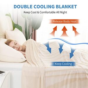 Auemtyn Cooling Blankets for Hot Sleepers,Throw Blanket with Double Side Enhanced Cooling Effect,Japanese Q-Max>0.5 Lightweight Breathable Summer Blankets for Bed, Couch,Sofa(60"x80",Beige)