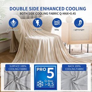 Auemtyn Cooling Blankets for Hot Sleepers,Throw Blanket with Double Side Enhanced Cooling Effect,Japanese Q-Max>0.5 Lightweight Breathable Summer Blankets for Bed, Couch,Sofa(60"x80",Beige)