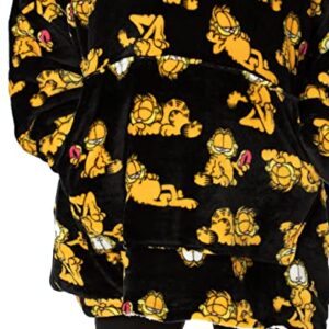 Garfield Oversized Blanket Hoodie Adults Mens Womens Wearable Fleece One Size Black