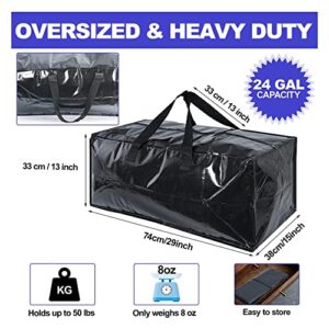 8 Pack Extra Large Moving Bags,Heavy Duty Moving Storage Bags,Foldable Storage Totes for Space Saving,Packing Supplies for Moving Storing,with Sturdy Backpack Straps Handles & Zippers,Reusable (Black)