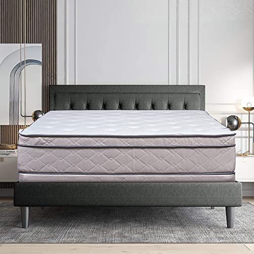 Encased Hybrid Eurotop Pillowtop Memory Foam Gel Innerspring Mattress And 8" Wood Box Spring/Foundation Set