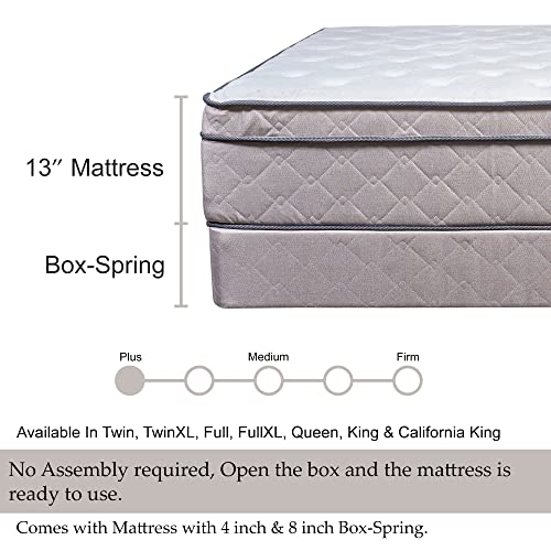 Encased Hybrid Eurotop Pillowtop Memory Foam Gel Innerspring Mattress And 8" Wood Box Spring/Foundation Set