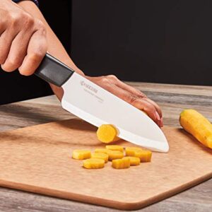 Kyocera's Revolution 4-Piece Knife Set Includes 7" Chef's Santoku, 5.5" Santoku, 4.5" Utility & 3" Paring-Black/White