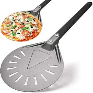 rtt turning pizza peel with 8" aluminum round pizza paddle,23.6" overall,outdoor pizza oven accessories
