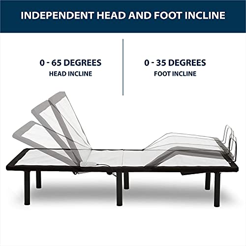 Blissful Nights 10" Gel Infused Medium Firm Memory Foam Mattress with e2 Adjustable Bed Frame Combo Set Head and Foot Incline Wired Remote (King)