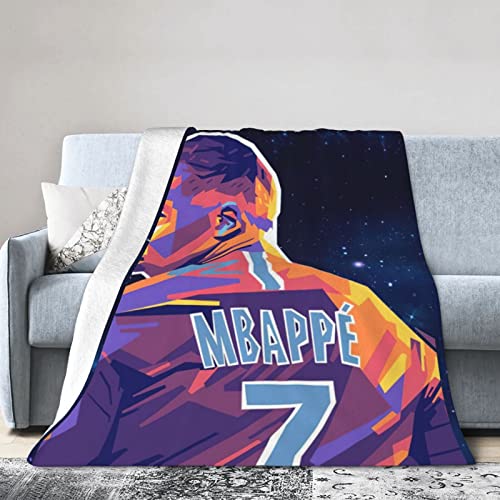 Custom World Football #7 Mbappe Ultra-Soft Fleece Blankets for Bedroom Living Room Sofa Bed Outdoor, 50"x40"